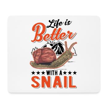 Life is better with a snail - Mouse Pad (horizontal) - white - Front