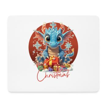 Frohe Weihnachten - Blauer Drache - Geschenk - Mousepad (Querformat) - Weiß - Vorne