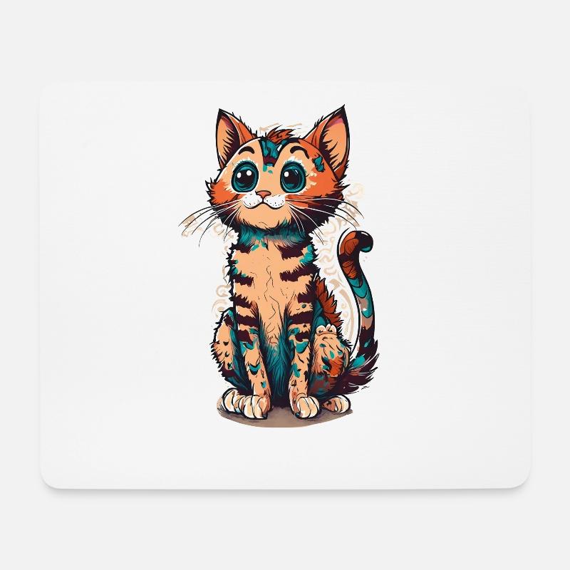 Süßes ausgefallenes Kätzchen | Liebe Katzenfreunde - Mousepad (Querformat) - Weiß
