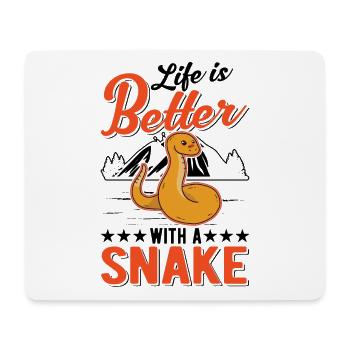 Das Leben ist besser mit Schlangen - Mousepad (Querformat) - Weiß - Vorne