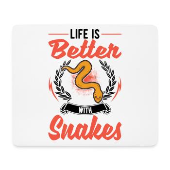 Das Leben ist besser mit Schlangen - Mousepad (Querformat) - Weiß - Vorne
