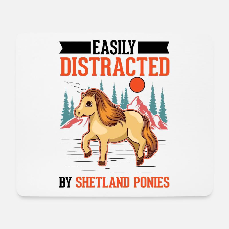 Easily distracted by Shetland Ponies Shetty - Mousepad (Querformat) - Weiß
