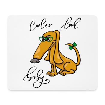 small dog with sunglasses, cool look - Mouse Pad (horizontal) - white - Front