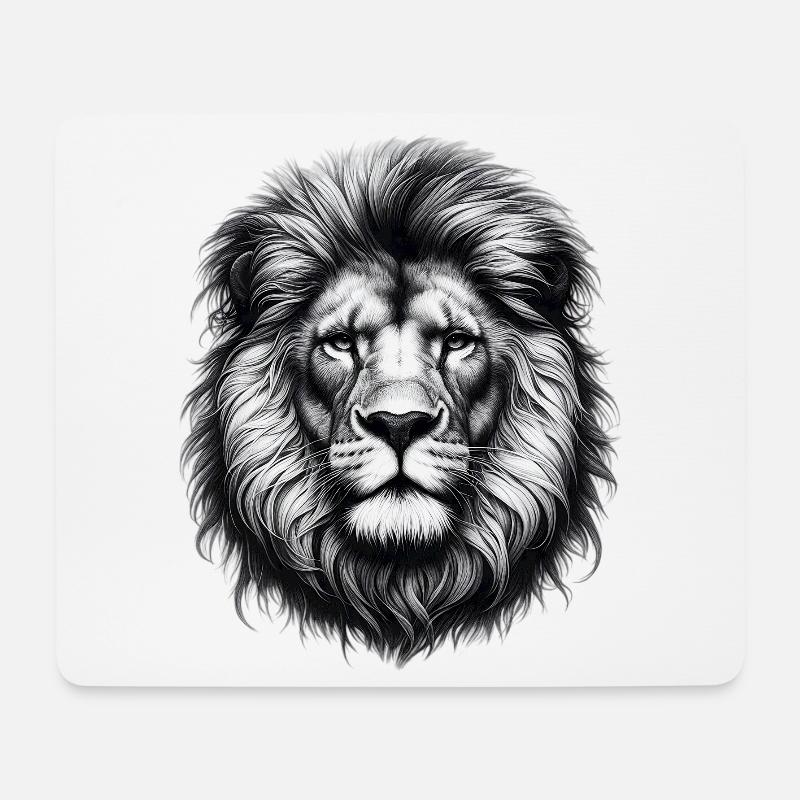 Löwe - Mousepad (Querformat) - Weiß