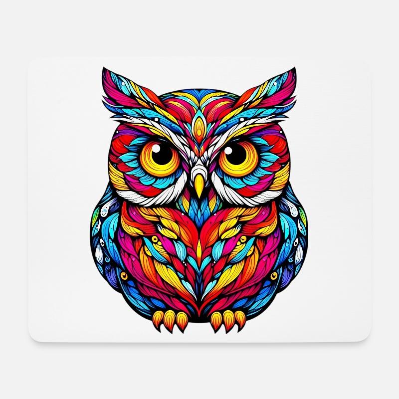 Eule - Mousepad (Querformat) - Weiß