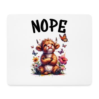 Highland-Kuh Spruch Nope für Jungen und Mädchen - Mousepad (Querformat) - Weiß - Vorne