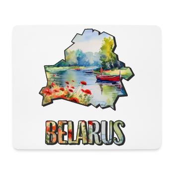 Watercolor Map of Belarus - Mouse Pad (horizontal) - white - Front