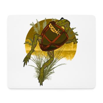 Tortue - Crapaud avec bouclier Curiosité - Tapis de souris (format paysage) - blanc - Devant
