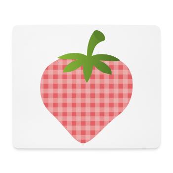 Erdbeere mit Karomuster - personalisierbar - Mousepad (Querformat) - Weiß - Vorne