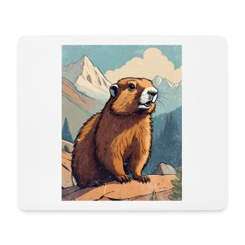 Marmotte dans les montagnes - Tapis de souris (format paysage) - blanc - Devant