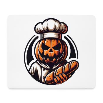 Halloween Kürbis mit Bäckermütze und Brot - Mousepad (Querformat) - Weiß - Vorne