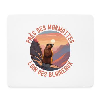 Marmotte coucher de soleil montagnes - Tapis de souris (format paysage) - blanc - Devant