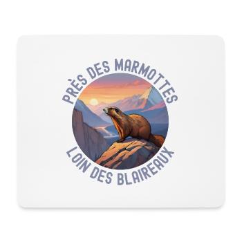 Montagne rando coucher de soleil marmotte - Tapis de souris (format paysage) - blanc - Devant