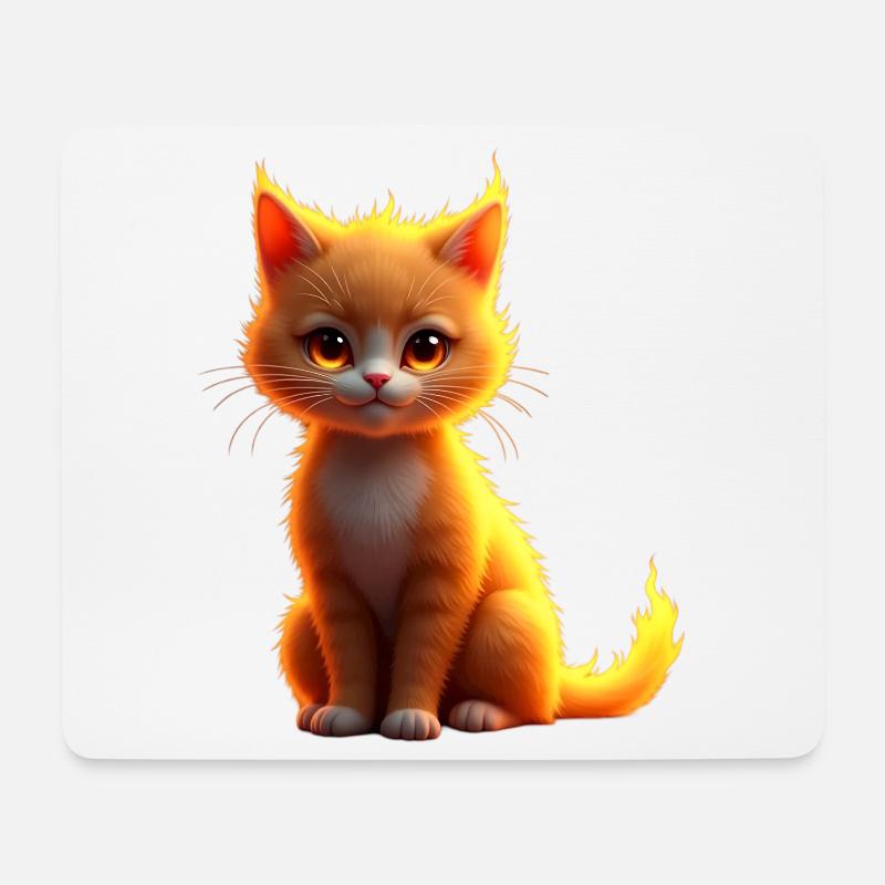 Flammenkatze Fantasie - Mousepad (Querformat) - Weiß