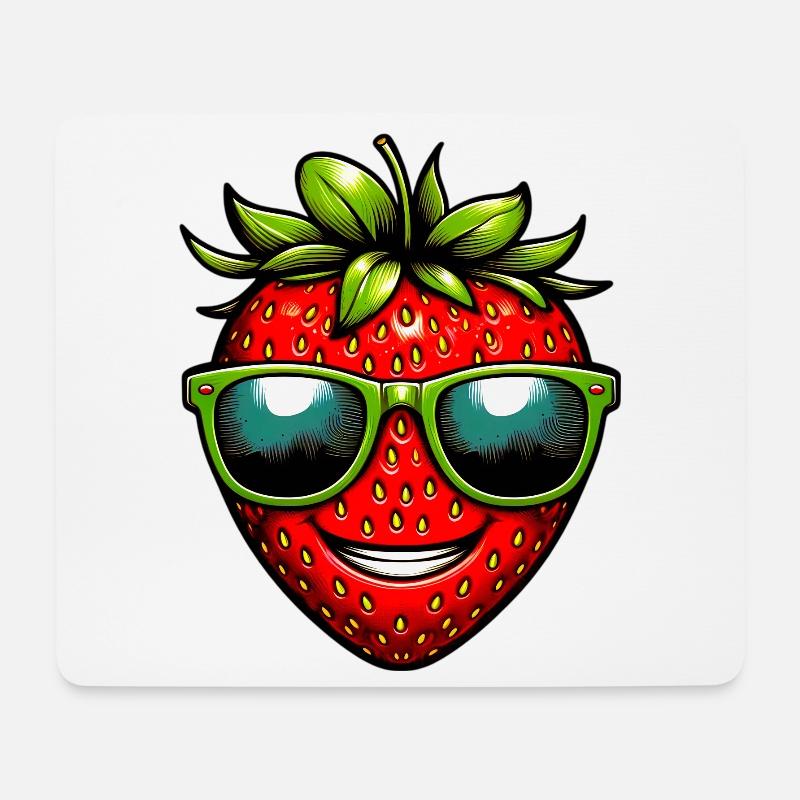 Erdbeeren Erdbeeren - Mousepad (Querformat) - Weiß
