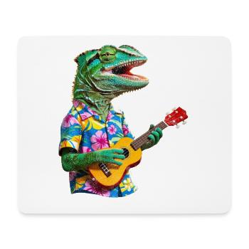 Chamäleon spielt Ukulele - Mousepad (Querformat) - Weiß - Vorne