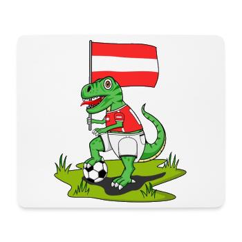 Österreich Flagge Dinosaurier Rex Fußball  - Mousepad (Querformat) - Weiß - Vorne