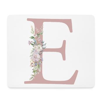 E Monogramm, Floral, personalisierbar - Mousepad (Querformat) - Weiß - Vorne