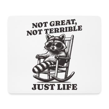 Lustiger Waschbär Spruch – Just Life - Mousepad (Querformat) - Weiß - Vorne