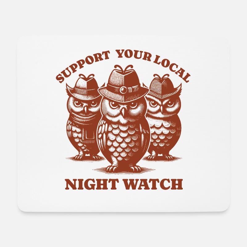 owl Liebe Support Local night watch - Mousepad (Querformat) - Weiß