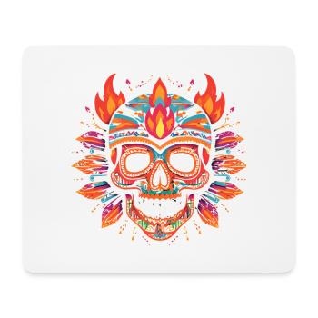 Bunter Totenkopf Toten-schädel Skull mit Flammen - Mousepad (Querformat) - Weiß - Vorne