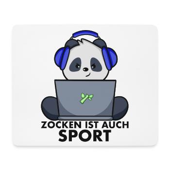 Nerd Shirt - Gamer Panda zocken ist auch Sport - Mousepad (Querformat) - Weiß - Vorne