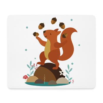 Jonglierendes Eichhörnchen – Lustige Waldszene - Mousepad (Querformat) - Weiß - Vorne
