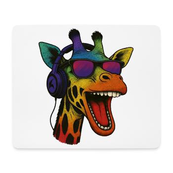 Girafe cool avec des lunettes de soleil et des écouteurs des années 90 - Tapis de souris (format paysage) - blanc - Devant