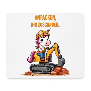 Einhorn Baggermeister - Mousepad (Querformat) - Weiß - Vorne