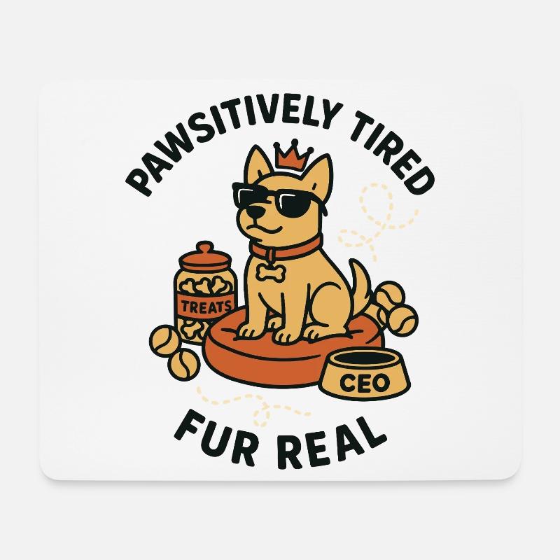 Dogboss mit Sonnenbrille und Krone - Mousepad (Querformat) - Weiß