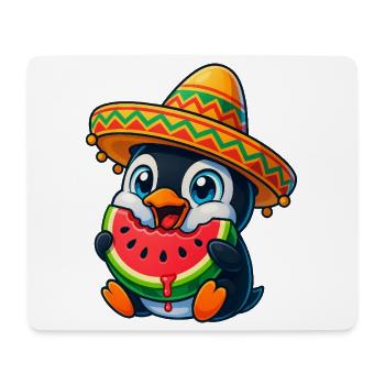 Happy Penguin with Melon Sombrero Summer Fun - Mouse Pad (horizontal) - white - Front