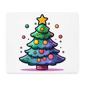 Arbre de Noël festif avec des ornements colorés - Tapis de souris (format paysage) - blanc - Devant