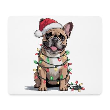 Bulldog festif avec des lumières de Noël - Tapis de souris (format paysage) - blanc - Devant
