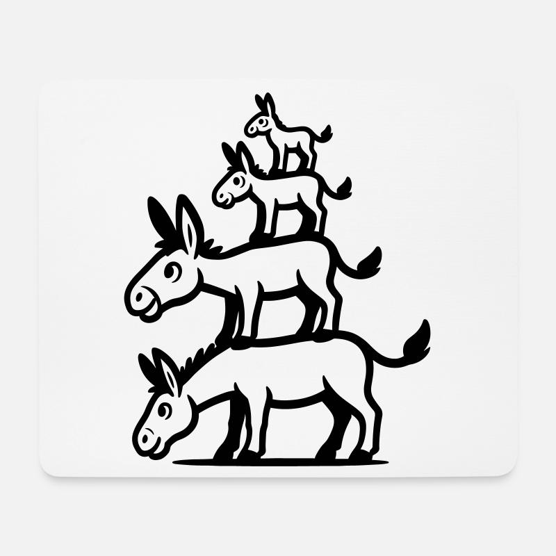 Fabelhafte süße Esel Family - Mousepad (Querformat) - Weiß