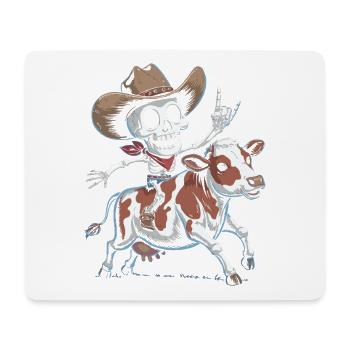 Un cow-boy squelette chevauche un veau - Tapis de souris (format paysage) - blanc - Devant