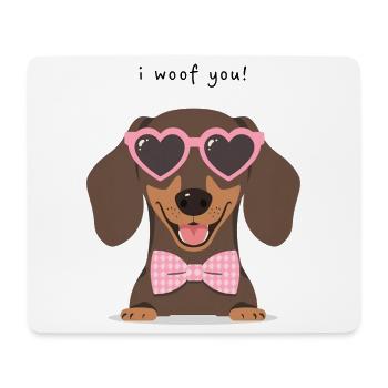 Teckel I Woof You Saint Valentin Design - Tapis de souris (format paysage) - blanc - Devant