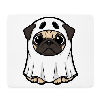 Funny Halloween Dog Pug Ghost Cartoon - Mouse Pad (horizontal) - white - Front