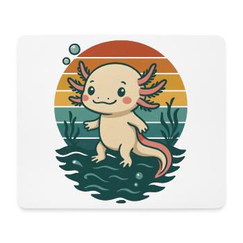 Cute Retro Axolotl - Mouse Pad (horizontal) - white - Front