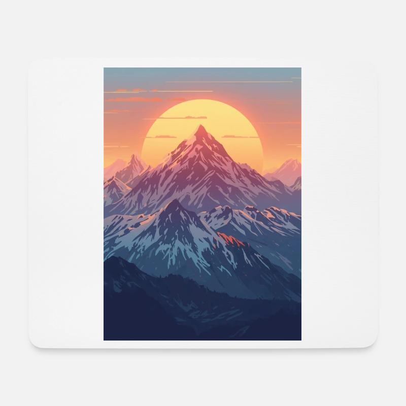 Berge in der pastellfarbenen Sonne - Mousepad (Querformat) - Weiß
