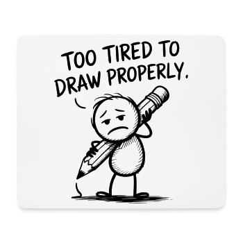 Too Tired To Draw Properly – Zu müde zum Zeichnen - Mousepad (Querformat) - Weiß - Vorne