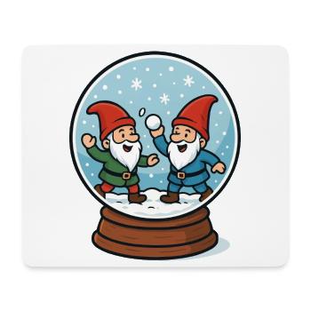 Zwerge in einer Schneekugel - Mousepad (Querformat) - Weiß - Vorne