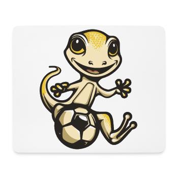 Gecko donne des coups de pied au football - Tapis de souris (format paysage) - blanc - Devant