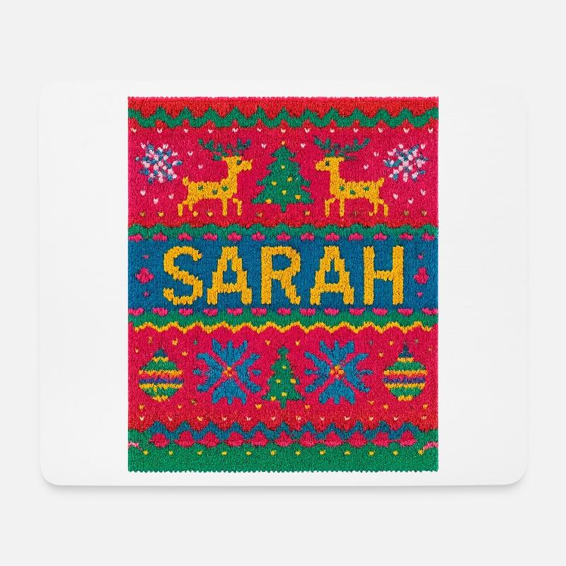 Sarah Weihnachts-Strick-Fußabtreter - Mousepad (Querformat) - Weiß