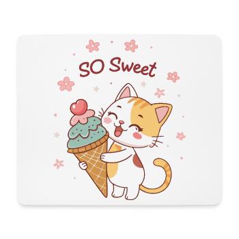 Gourmet cat with So Sweet cone - Mouse Pad (horizontal) - white - Front