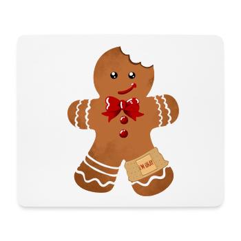 Gingerbread man with red ribbon and plaster - Mouse Pad (horizontal) - white - Front