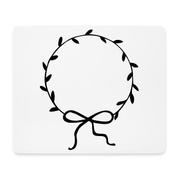Couronne de feuilles avec arc dessiné à la main - Tapis de souris (format paysage) - blanc - Devant