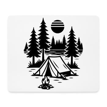 Camping nature sous tente Camping au feu de camp - Tapis de souris (format paysage) - blanc - Devant