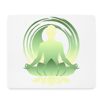 Lotus Meditation Green Gold Yoga Silhouette - Mouse Pad (horizontal) - white - Front