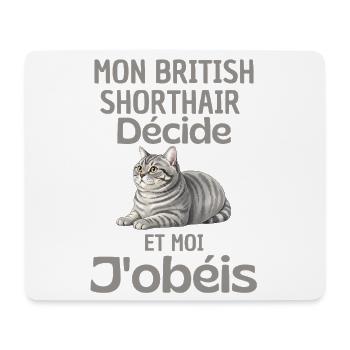 Mon British Shorthair Décide, J’obéis - Tapis de souris (format paysage) - blanc - Devant