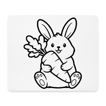 Hase mit Karotte Möhre Ausmalen Vektor - Mousepad (Querformat) - Weiß - Vorne